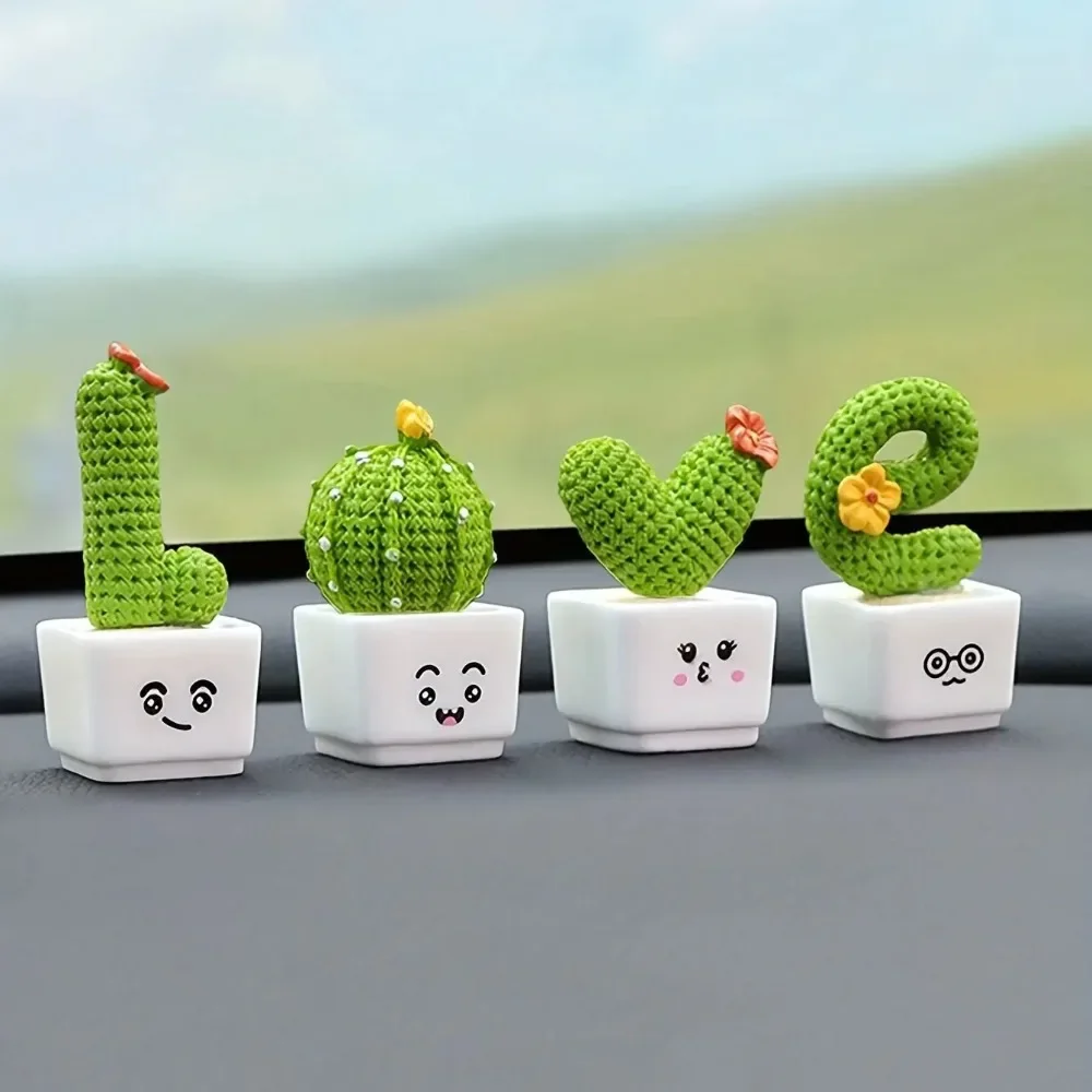 Succulent Set - 4개 세트 레진 다육식물 미니 그린