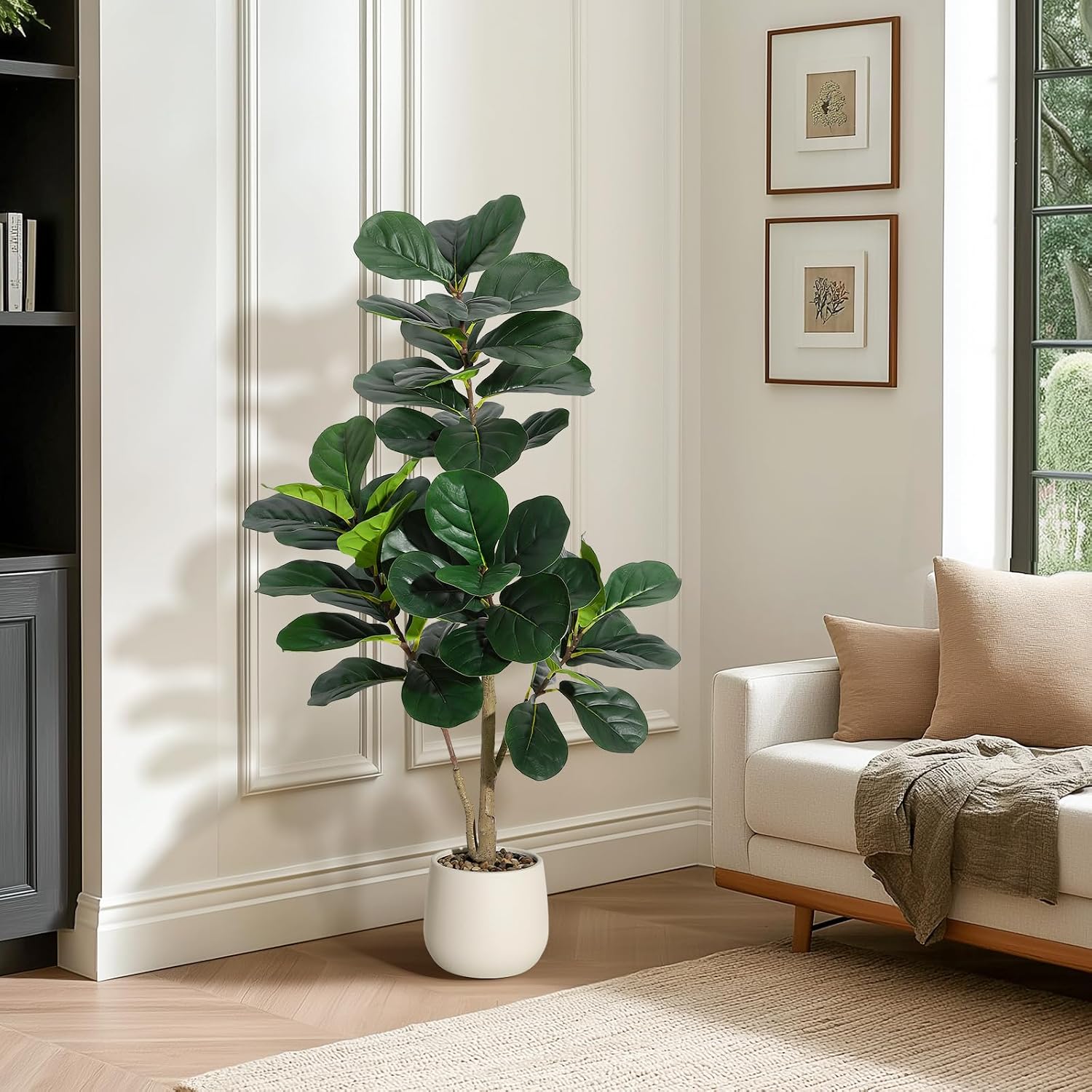 Fiddle Leaf Fig - 4피트 길이의 인조 피들리프 피규 나무,