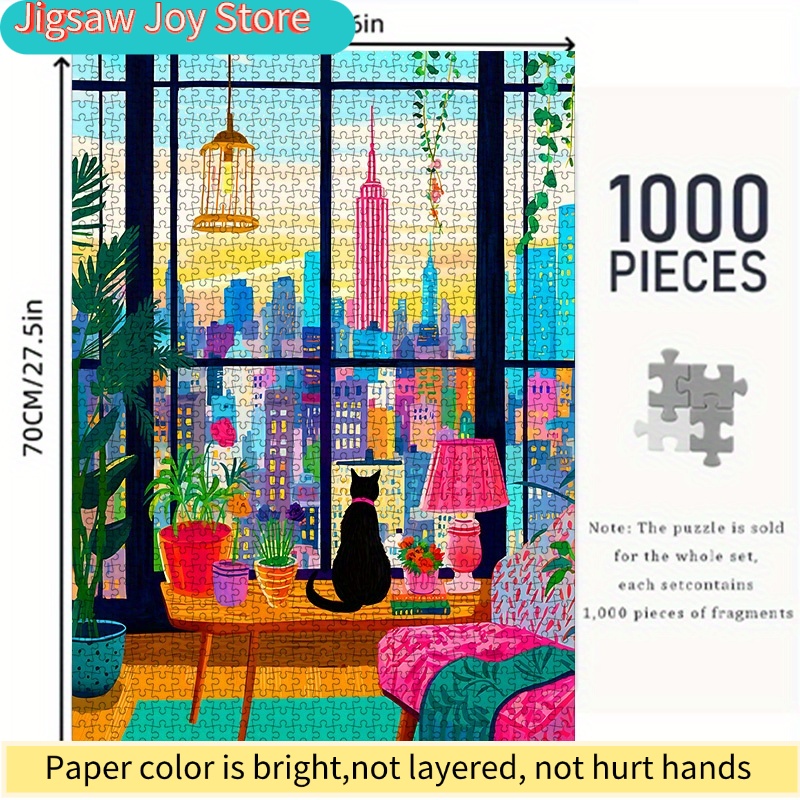 DIY 종이 퍼즐, 뉴욕시 야경, 고양이, 화분에 심은 - The Plant Parent 리뷰 및 가격