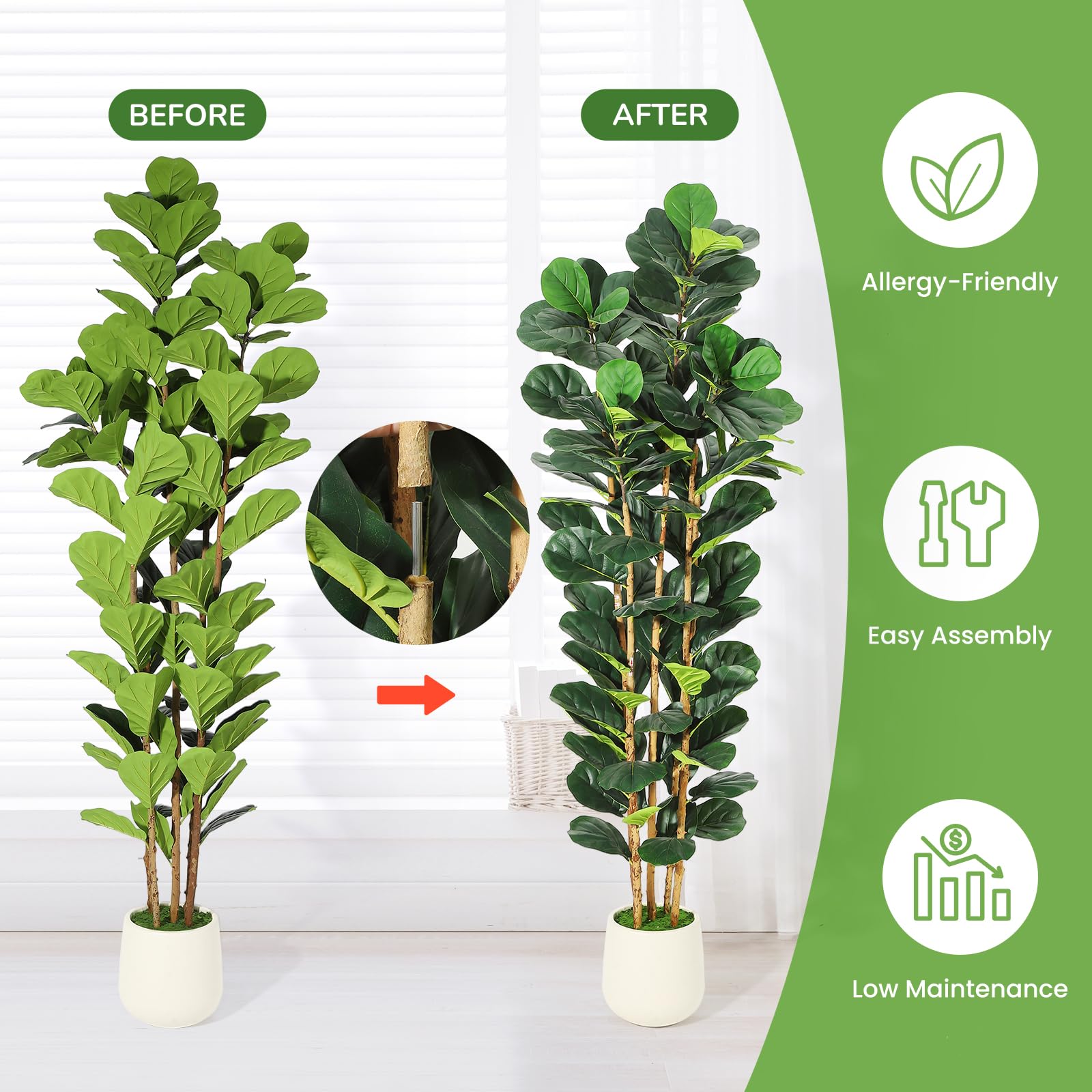 인조 피커리피그 나무(5/6/7피트), 키가 큰 인조  - Fiddle Leaf Fig 리뷰 및 가격