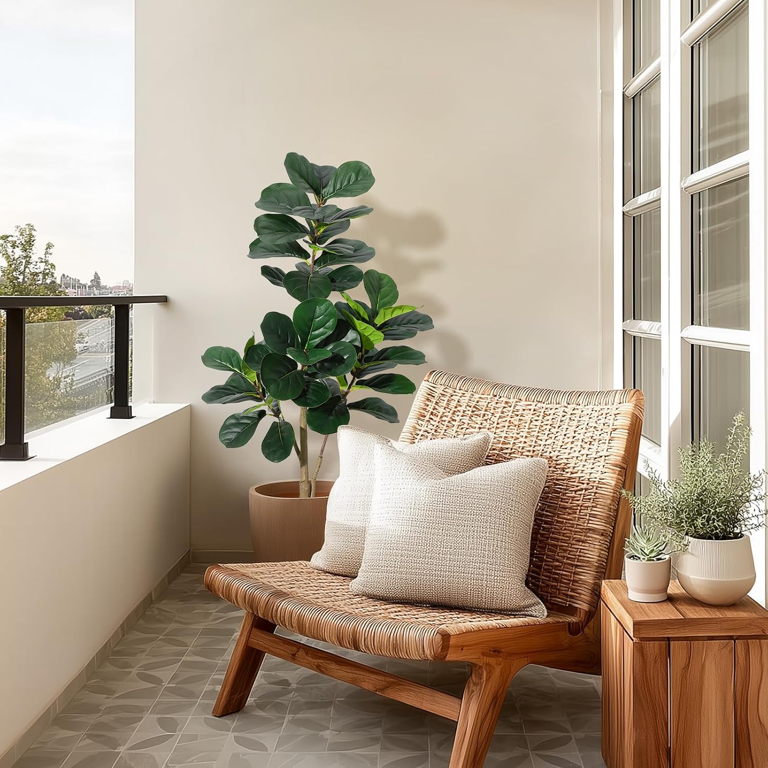 4피트 길이의 인조 피들리프 피규 나무, 48개의 잎이 - Fiddle Leaf Fig 리뷰 및 가격