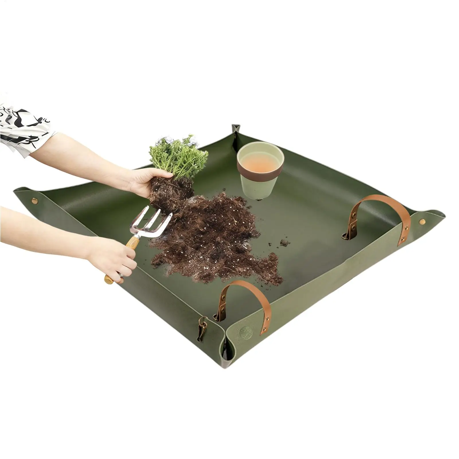 방수 기능이 있는 접이식 화분 받침, 양면 PU 가죽  - Repotting Mat 리뷰 및 가격